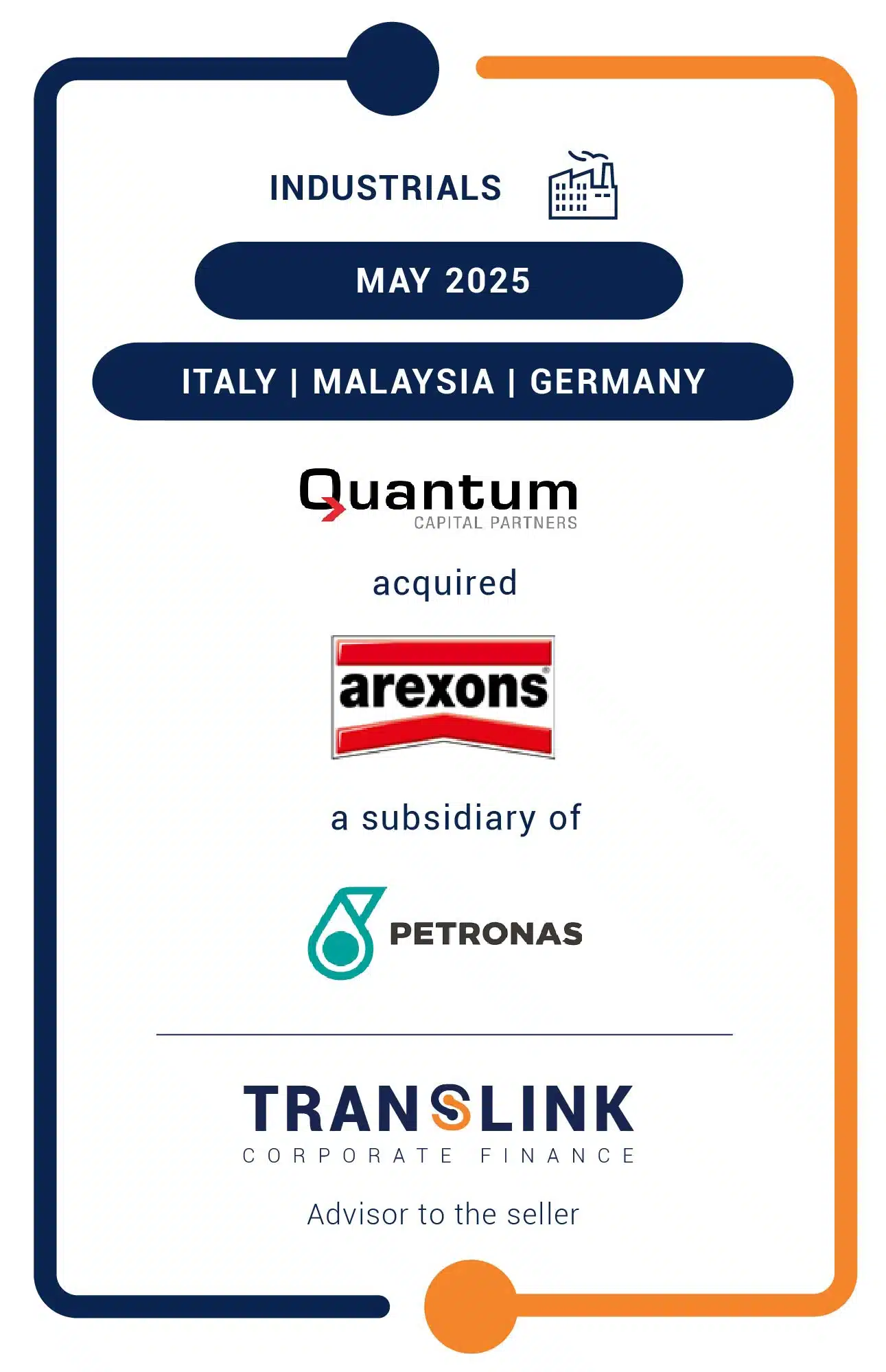 Translink Corporate Finance advised Petronas in its sale of Arexons to Quantum Capital Partners