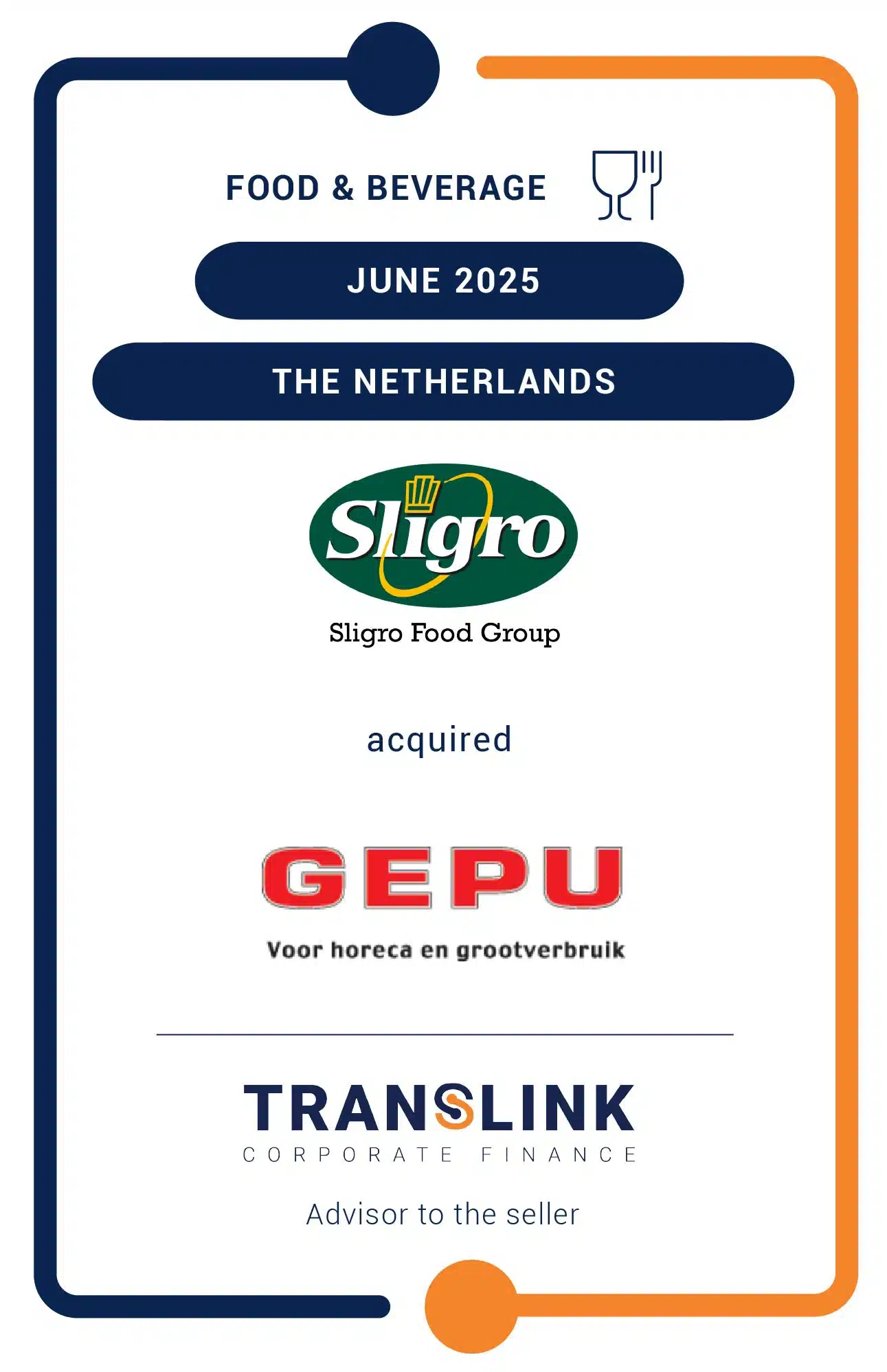 Translink Corporate Finance acted as the advisor to GEPU on the sale to Sligro Food Group