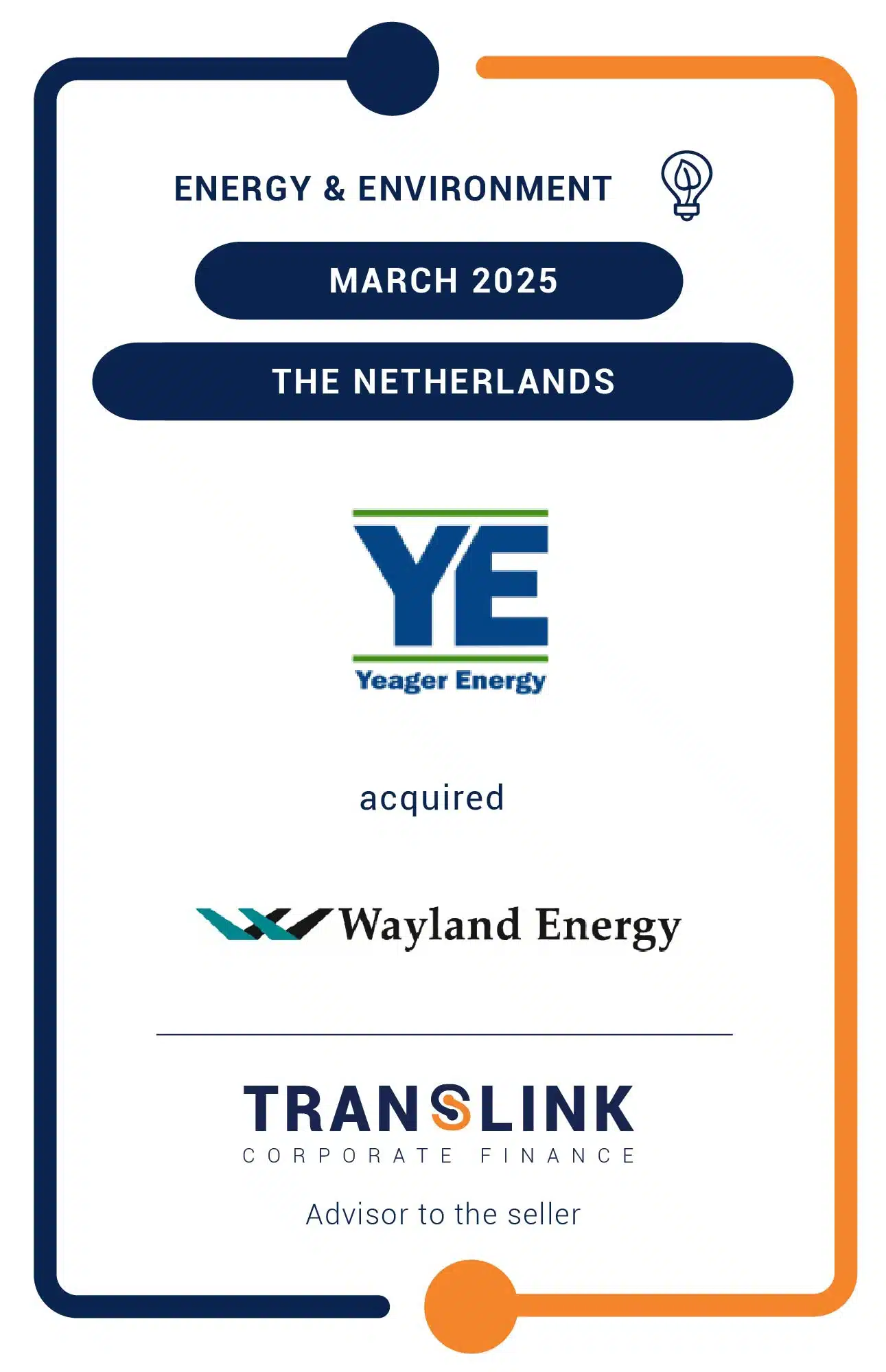Translink Corporate Finance acted as the advisor to Wayland Energy on its sale to Yeager Energy
