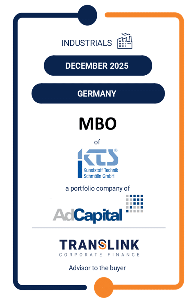 Translink Corporate Finance advised the managing director of KTS Kunststoff Technik Schmölln on a management buy-out
